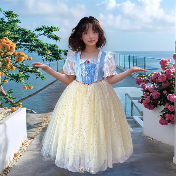 ✨ Snow White Inspired Princess Dress for Girls ✨